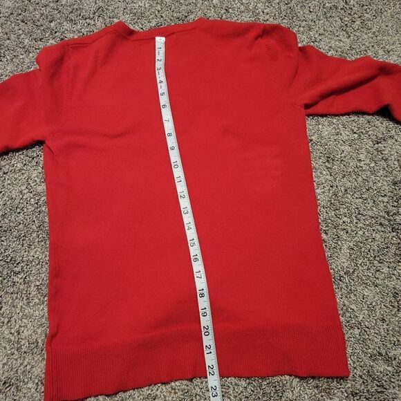Merona Red 3/4 Sleeve Button Down Round Neck Cotton Blend Shirt Size M - Picture 11 of 13